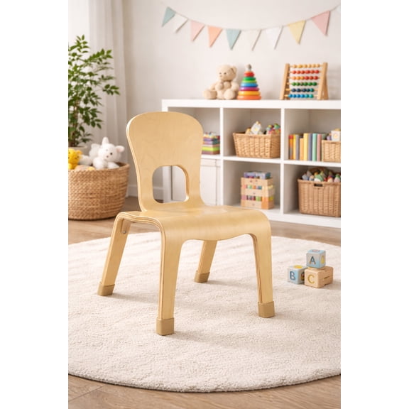 2xhome - Natural Wood - Kids Size Kids Chair Wood Modern Side Chair 12" Seat Height Real Wooden Childs Chair School Chairs No Arm Arms Armless Molded Wooden Seat Stackable