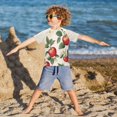 thumbnail image 3 of FORMRS Boys Rash Guard Short Sleeves Swim Shirt Quick Dry UPF 50+ Sun Protection, Sizes 3-12T, Apples Flower Pattern, 3 of 6
