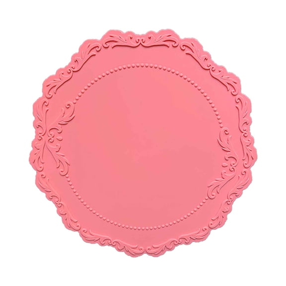 Wovilon High Temperature Insulation Pad Silicone Anti-Scalding Table Mat Household Thickening Pad Bowl Pad Embossed Flower Patterned Placemat
