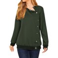 thumbnail image 1 of STARVNC Femmes Col Rond Manches Longues Bouton Épissé Fermeture Couleur Bloc Sweatshirt, 1 of 7