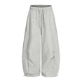 thumbnail image 3 of lnmuld Girls Wide Leg Sweatpants Fabric Drawstring Elastic High Waist Dual Side Pockets Soft Heavy Knit Minimal Casual Trousers Color:Light Gray,Size:14-15 Years, 3 of 4