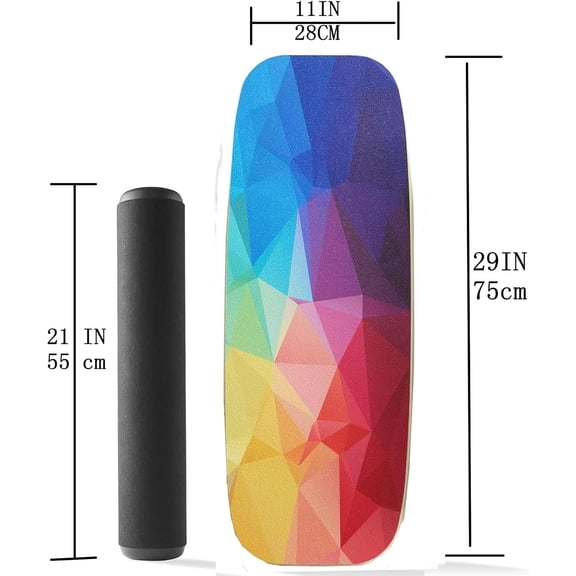 Balance Board Surf Trainer with Adjustable Stoppers - 2 Different Distance Options Balance Board for Surfing, Snowboarding, Skiing, Skateboarding, 300lbs Capacity