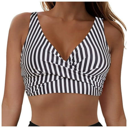 adviicd Women s Underwire Full Coverage Bikini Top Only Criss Cross Swim Crop Top Push Up Bathing Suit White  L