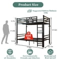 thumbnail image 3 of UHOMEPRO Twin Over Twin Bunk Bed, Convertible into 2 Separate Beds, Sturdy Metal Bunk Bed Frame with Anti-Slip Ladder, Safety Guardrails & Large Under-Bed Storage, Black, 3 of 11