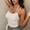 c01White, variant on Womens Solid Color Seamless Tank Tops Adjustable Spaghetti Straps Sleeveless Camisole Basic Fitted Crop Shirts Blue Free Size