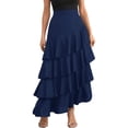 thumbnail image 2 of Tqcoqu Women's Ruffle Tiered Maxi Skirt High Waist Flowy Long Skirt for Women,Navy,Women's S-XL, 2 of 9