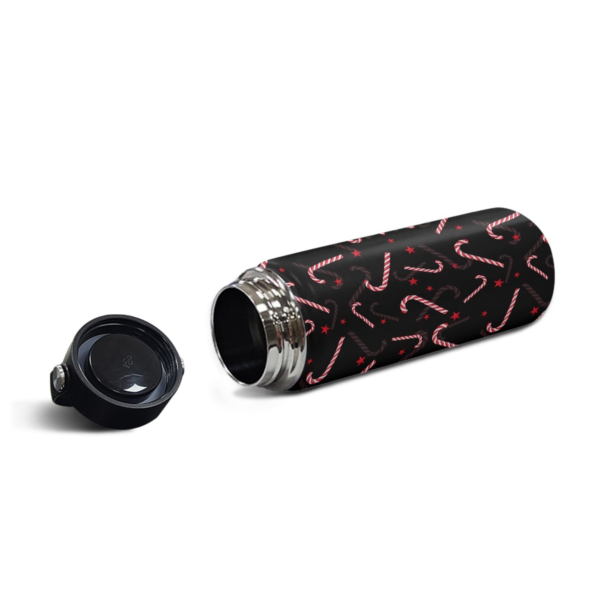 SEANATIVE Christmas Candy Cane Water Bottles for Girls 20oz Leak Proof Double Walled Stainless Steel Gym Bottles for Women Men Insulated Hot Cold Hiking Canteen