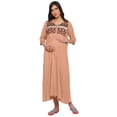 thumbnail image 1 of Moomaya Womens Embroidered Round Neck Rayon Slub Long Maxi Maternity Dress, 1 of 1