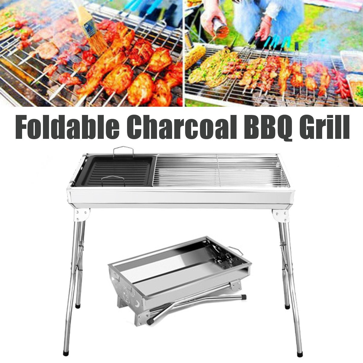 Charcoal Grill Kabab Grills Portable BBQ,Stainless Steel Folding BBQ