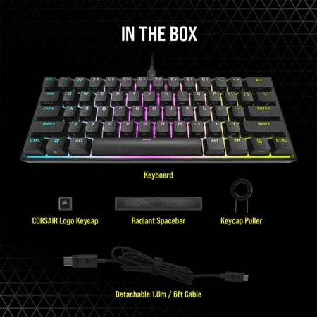 CORSAIR - K65 RGB Mini Wired 60% Mechanical Cherry MX SPEED Linear Switch Gaming Keyboard with PBT Double-Shot Keycaps - Black