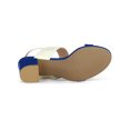 thumbnail image 6 of BLISSFUL STEP Valentine's Slingback Sandals Contrast Color Chunky Heel Big Circle Buckle Sandals Blue White 9, 6 of 9