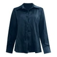 thumbnail image 4 of HOWPAY Dress Shirts for Women Long Sleeve Button down Business Casual Collared Blouses Solid Color Lightweight Loose Office Fall Outfits Navy S, 4 of 4