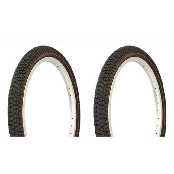 Tire set. 2 Tires. Two Tires Duro 20" x 1.95" Black/Red Side Line. bike Tires, lowrider bike Tires, lowrider bicycle Tires, bmx bike Tires,cruiser bike Tires