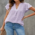 thumbnail image 2 of CHOK Blouses for Women Dressy V Neck Ruffle Sleeve Summer Tops Casual Flowy Shirts, 2 of 8