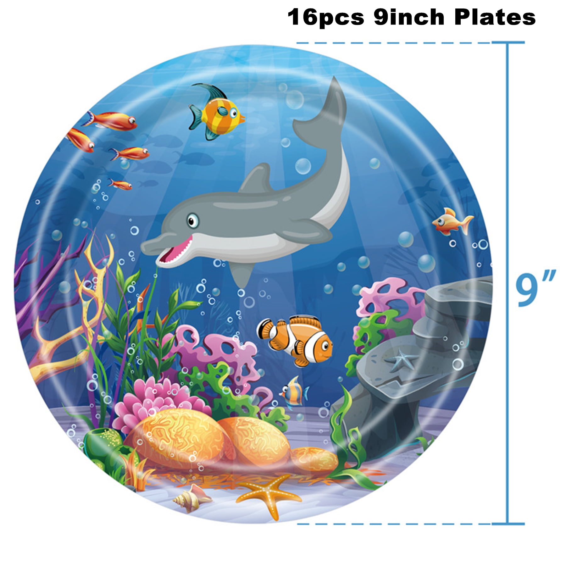 117Pcs Under The Sea Party Decorations, Ocean Birthday Party Plates and Napkins Sea Animal Theme Tableware Set, Underwater Creatures Table Decor Supplies, Serves 16 Guests