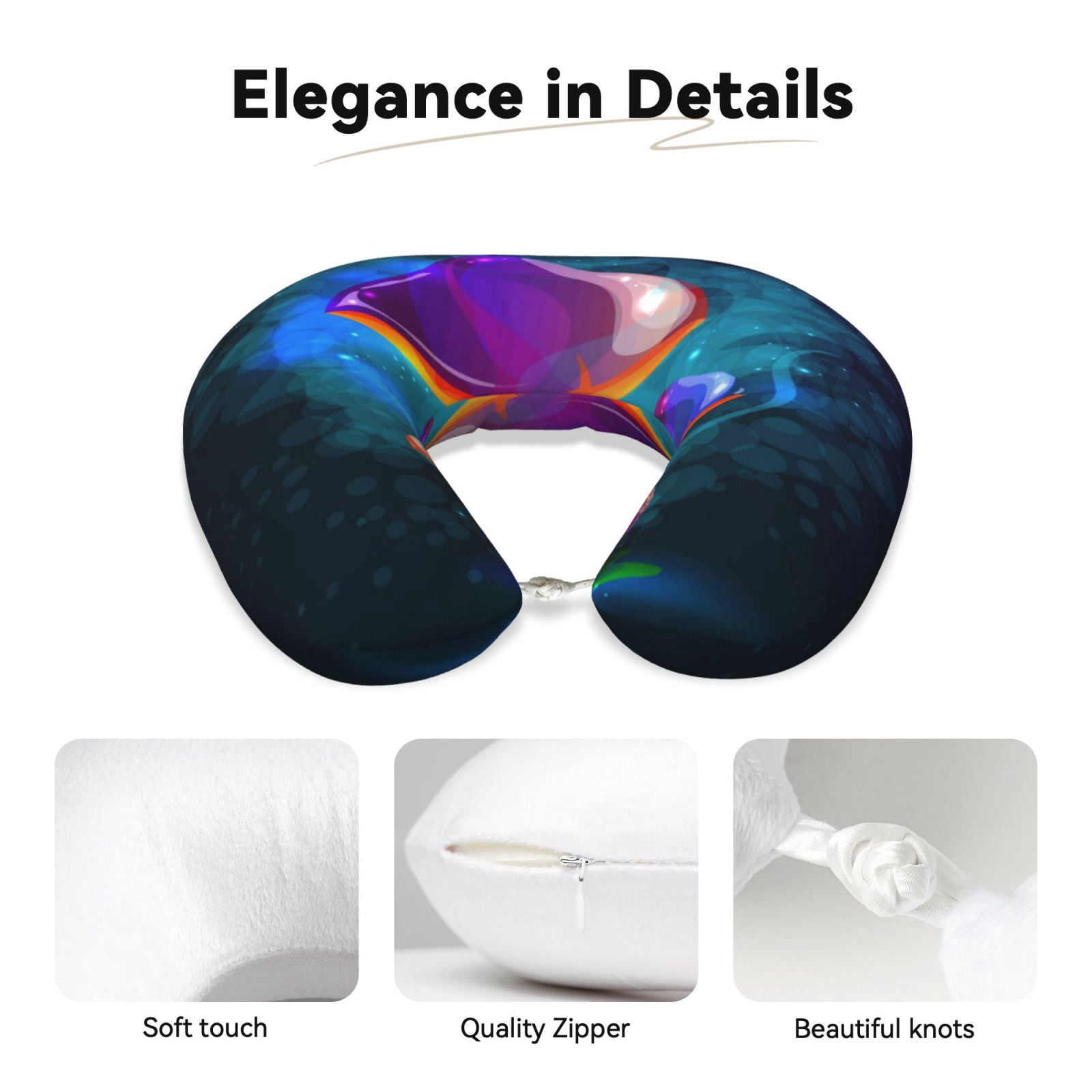 Xecao Magic Mushrooms ,Fireflies Print Memory Foam Cervical Neck Pillow Versatile U-Shaped Pillows for Home,Office,Camping,Travelling,Soft Washable Cover