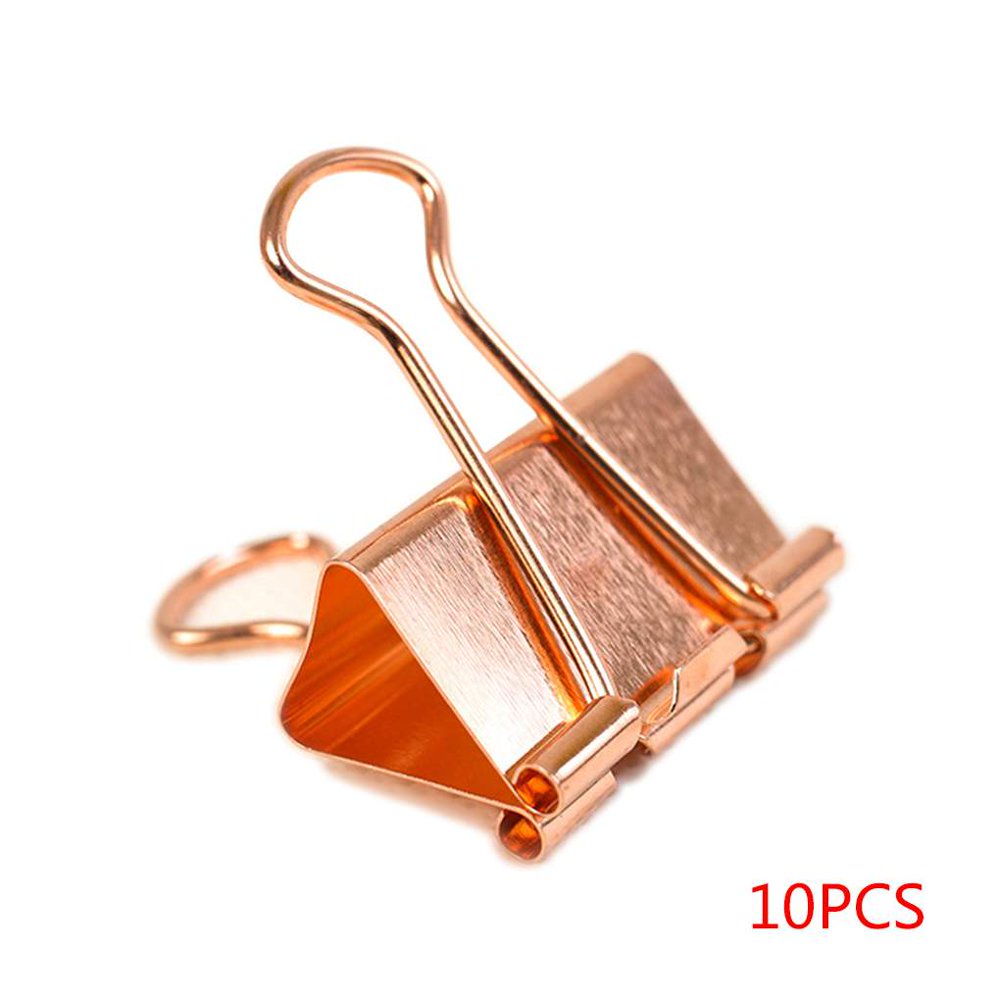 10pcs Rose Gold Paper Binder Clip Fashion Metal Dovetail Supplies