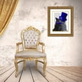 thumbnail image 3 of Fab Funky 12x14 Gold Ornate Wood Framed with Double Matting Museum Art Print Titled - Grey Cat With Blue Top Hat and Blue Moustache, 3 of 4