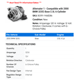 thumbnail image 2 of Alternator 1 - Compatible with 2000 BMW 323Ci Base 2.5L 6-Cylinder - Autopart Premium, 2 of 2