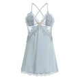 thumbnail image 1 of Camisón de encaje para mujer, ropa de dormir con cuello en V, vestido de dormir con cinturón, bata de pijama, ropa de dormir, 1 of 6