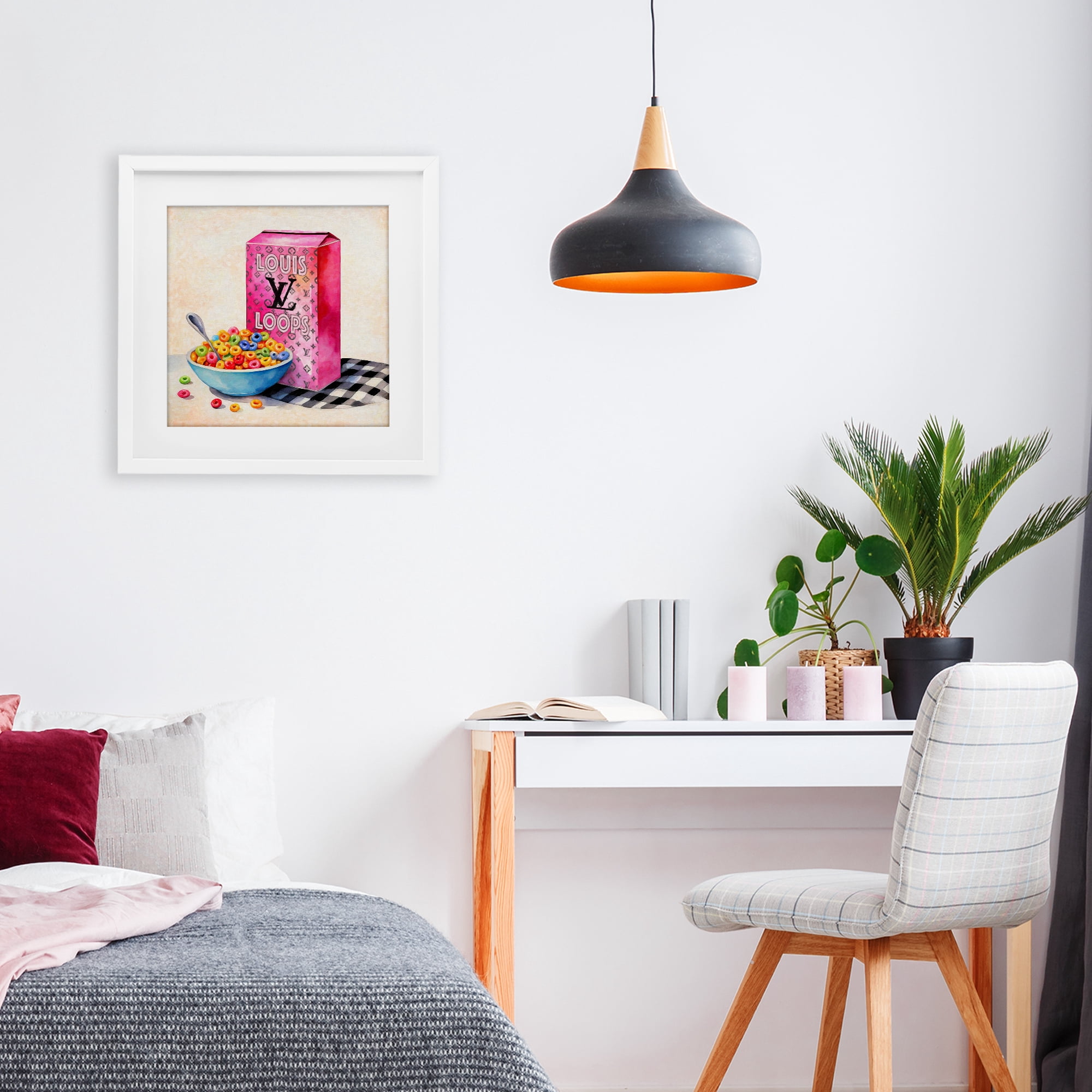 Stupell Industries Fashion Loops Cereal White Framed Print Under Glass, design by Grotto Studios