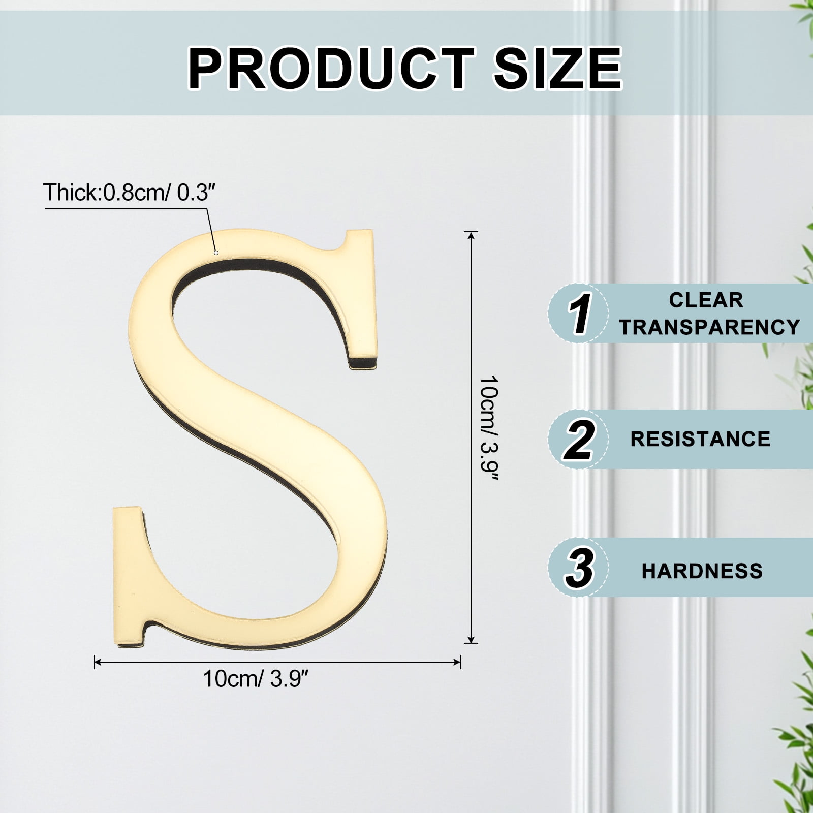 Unique Bargains 3D Alphabet Mirror Wall Stickers 3.94" x 3.94" x 0.31" Letter S