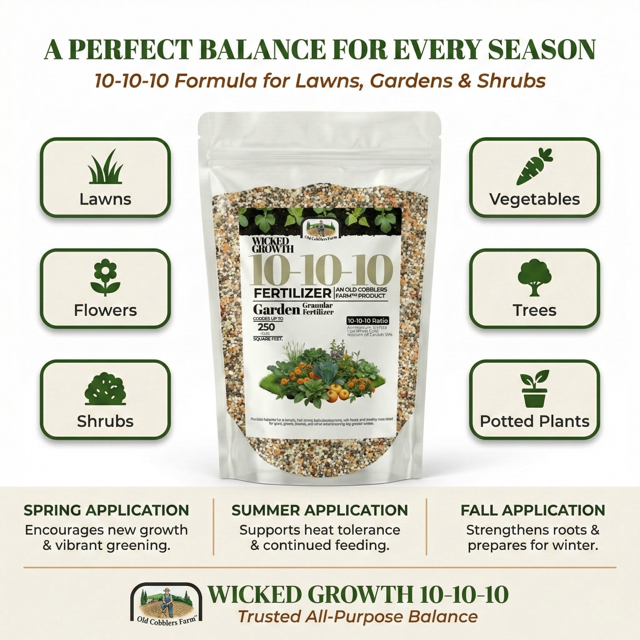 Old Cobblers Farm™ Wicked Growth 10-10-10 All-Purpose Granular Fertilizer, 20 lbs