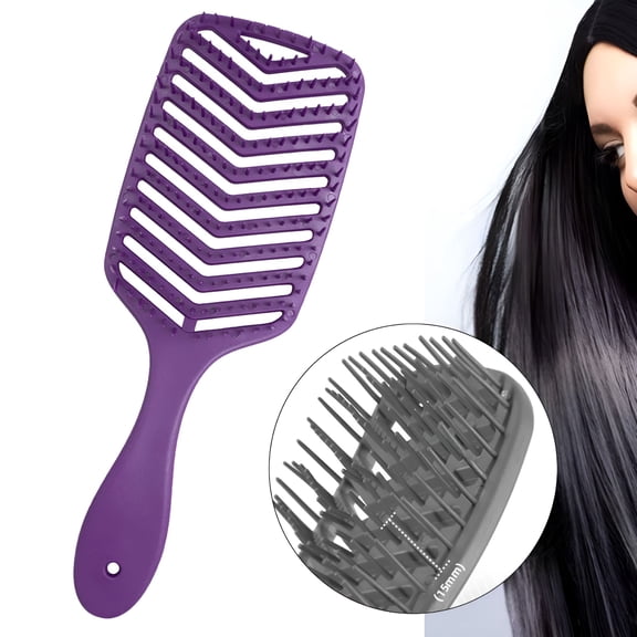 ACDANC Styling Curved Hair Brush Reducing Frizz Scalp Massaging Hairdressing Flexible Drying Durable Large Paddle Brush for Men Dark