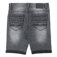 thumbnail image 6 of X RAY Men's Rolled Up Denim Shorts, Stretch Slim Skinny Fit, Distressed, Ripped, Bermuda Jeans Short, Grey - Heavy Stitch Details, Size 32, 6 of 6
