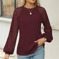 thumbnail image 5 of AELand Women's Long Sleeve Shirts Crew Neck Lace Tops 2025 Spring Fashion Clothes Knitted Y2k Blouses, 5 of 7