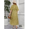 thumbnail image 3 of LA LEELA Women's Summer Batik Caftan Long Loungewear Dashiki House Dress with Pockets Sleepwear for Women Nightgown 1X-2X Gold, Leaves, 3 of 5