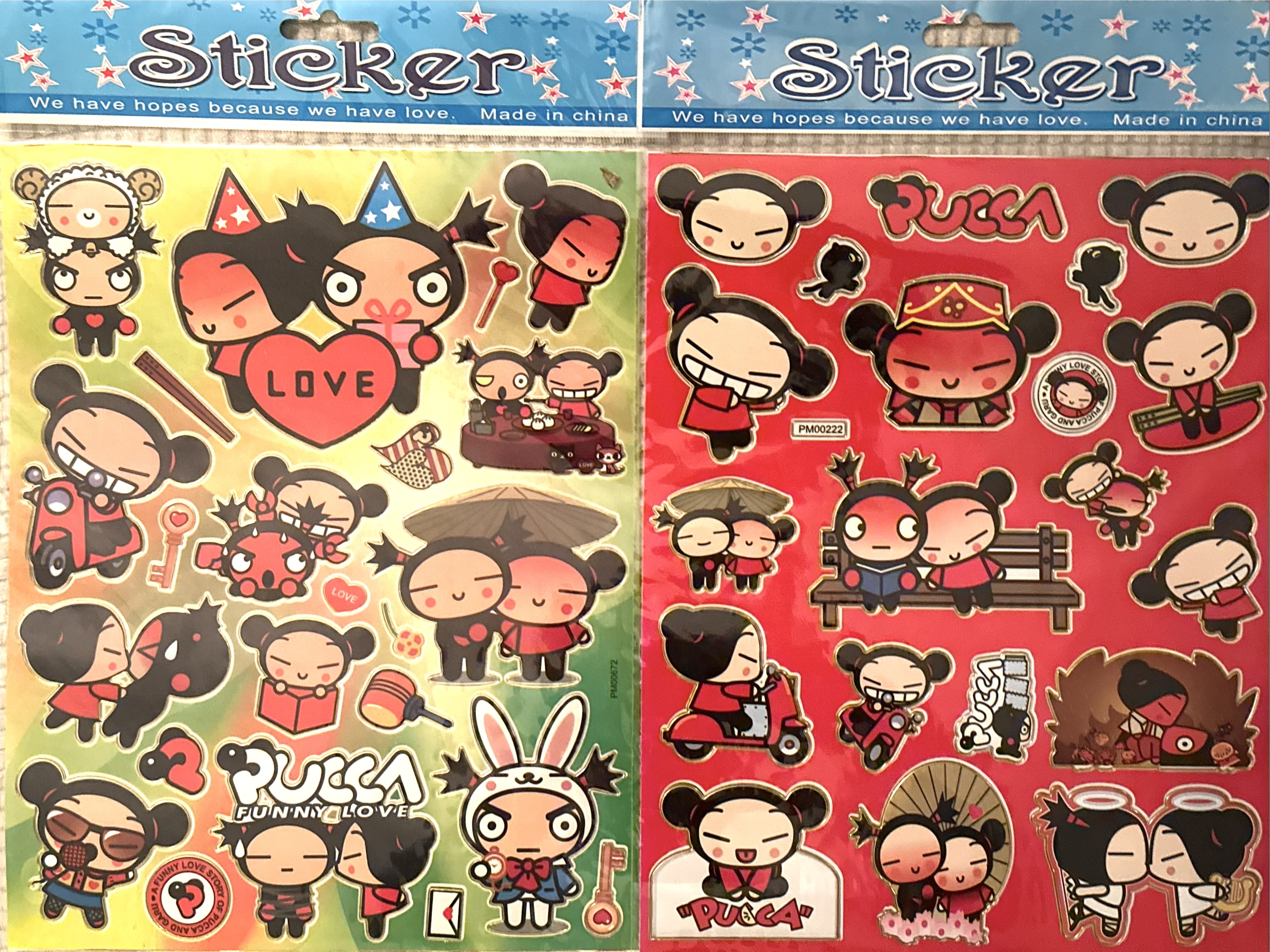 2pcs Large Pucca Funny Love Sticker Set Adorable Sticker Collection