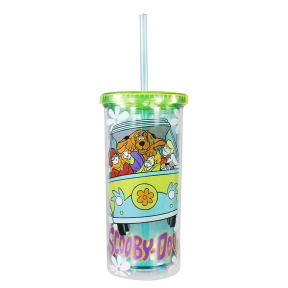 Scooby Doo Van Logo Silver Buffalo Tall Cold Cup with Lid and Straw, 20oz