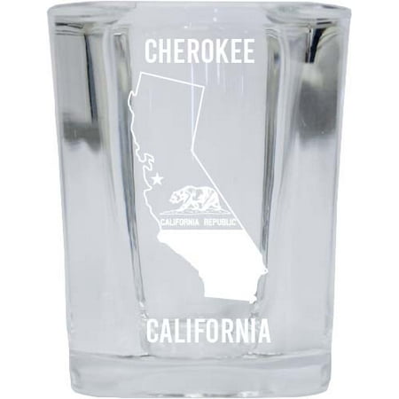 

Cherokee California Laser Etched Souvenir 2 Ounce Square Shot Glass State Flag Design