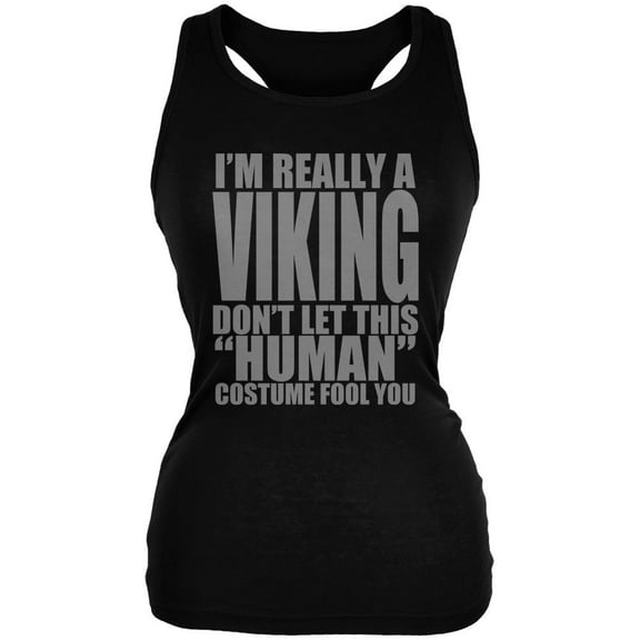 Halloween Human Viking Costume Juniors Soft Tank Top Black LG