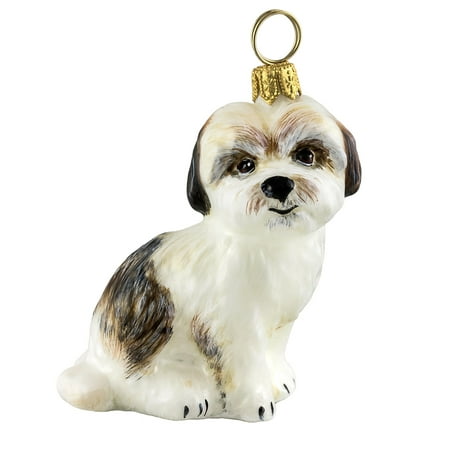 - Cavachon Sitting Dog Polish Blown Glass Christmas Ornament