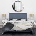 thumbnail image 3 of Designart "Harmony of Marble Black and Gold I" Abstract Marble Bedding Covert Set - Modern Black Abstract Bed Set With 2 Shams, 3 of 6