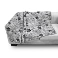 thumbnail image 3 of Floral Soft Flannel Fleece Throw Blanket, Flowers Leaves Twirled Swirls Buds Nature Romantic Design Artwork Print, Cozy Plush for Indoor and Outdoor Use, 60" x 80", Black and White, by Ambesonne, 3 of 6