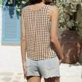 thumbnail image 5 of Delconic Women’s Sleeveless Round Neck Plaid Button Down Casual Vest Top with Gingham Pattern and Relaxed Fit for Everyday Wear Khaki M, 5 of 6