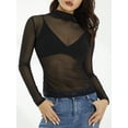 thumbnail image 4 of Lnzyyephy Women Top Shirt, Long Sleeve Solid Color Mock Neck Sheer Shirt, Slim-Fit Mesh See Through Wild Fashion Top, 4 of 9