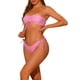 thumbnail image 4 of Conjuntos de bikini de dos piezas con tirantes y estampado floral, parte inferior triangular con lazo, trajes de baño color rosa caliente, talla X-Small, 4 of 5