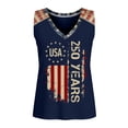 thumbnail image 4 of Womens 250th Anniversary Usa Shirt Patriotic V‑Neck Sleeveless 250 Anniversary USA Flag Tank Tops Blue XL, 4 of 4