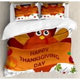 thumbnail image 1 of Turkey Duvet Cover Set Queen Size, Celebration Day Illustration Farm Animal Mascot Agricultural Elements Pumpkin Apple, Decorative 3 Piece Bedding Set with 2 Pillow Shams, Multicolor, by Ambesonne, 1 of 3