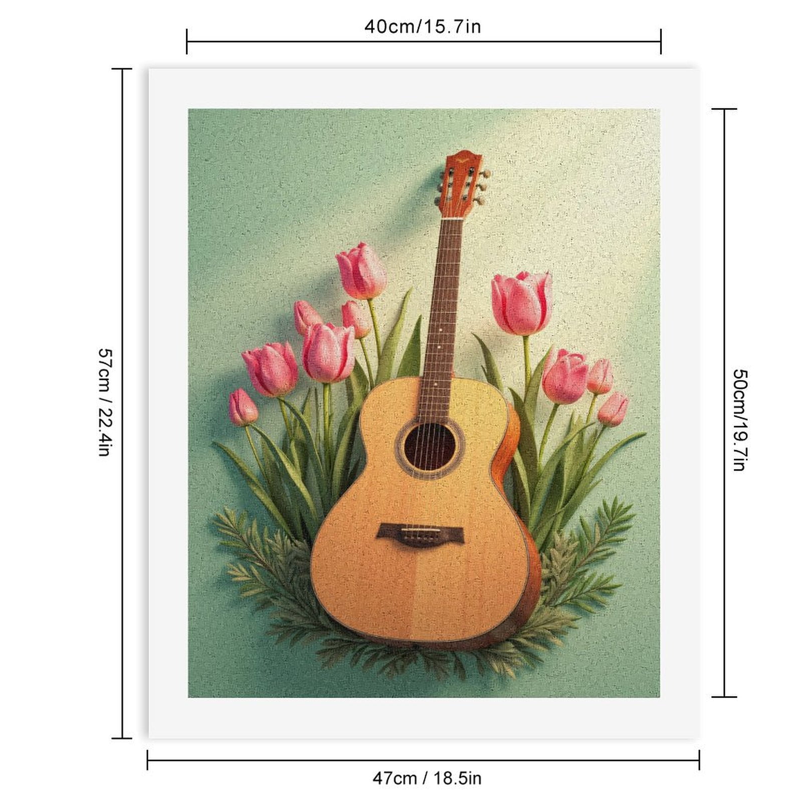 Paint By Numbers Kit for Adults Beginner - DIY Guitar Tulips Art Floral Canvas Painting Kits for Adults, Frameless Paint By Number for Adults for Home Wall Decor 16x20 Inch