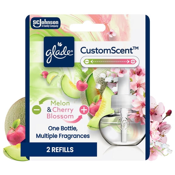 Glade® PlugIns® Refills with CustomScent Technology, Melon & Cherry Blossom, 2 Refills