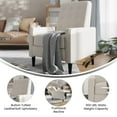 thumbnail image 4 of Emma + Oliver Mid-Century Modern Fabric Upholstered Button Tufted Pushback Recliner in Cream, 4 of 12