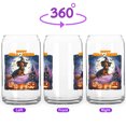 thumbnail image 2 of Happy Halloween Dachshund Witch Pumpkins Bats 16oz Glass Cup Mug Wiener Dog Lover Gifts Idea Glass Can - 13012, 2 of 5