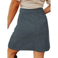 thumbnail image 3 of Grianlook Women Corduroy A-line Slim fit Button Casual Mini Skirt Casual Solid Color Mini Skirts With Pockets Work High Waist Skirt Grey S, 3 of 3