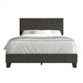 thumbnail image 2 of Castle Place Elegant Button Tufted Linen Upholstered Twin Bed, Dark Brown, 2 of 11