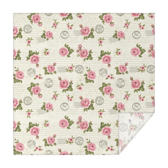 Pioneer Flower Floral Print Pattern Square Tablecloth, Waterproof Wipeable Spillproof Washable Table Cover for Home Kitchen Party Decor, 42"x42"